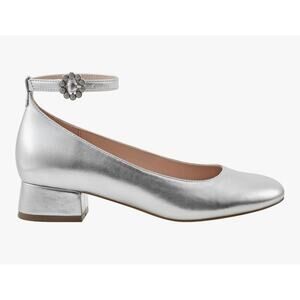 Banlindino Women's Lexy Ankle Strap Pump Heel Shoes Silver Size 8M